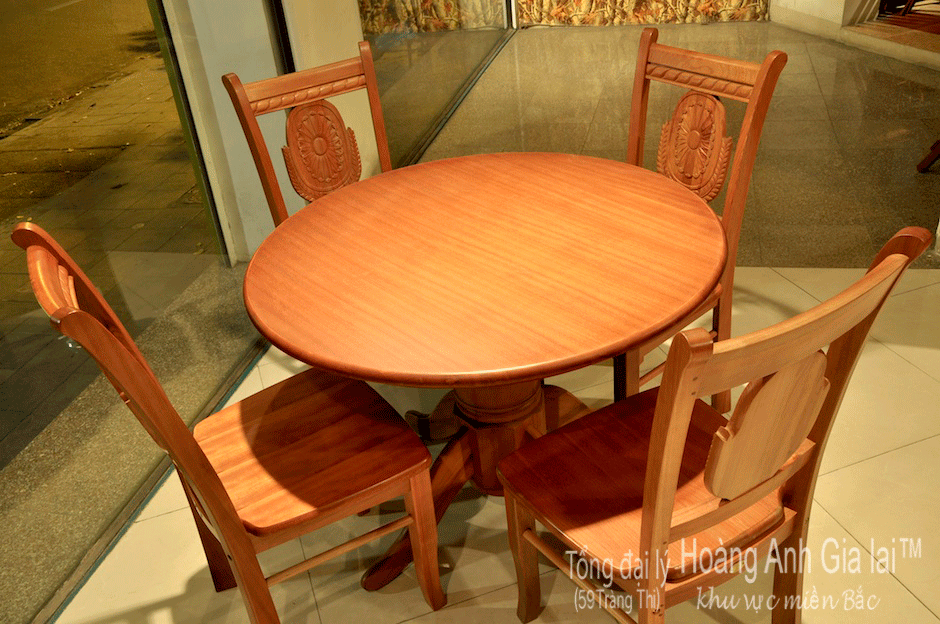 Bàn tròn 1m kết hợp với ghế bông lúa