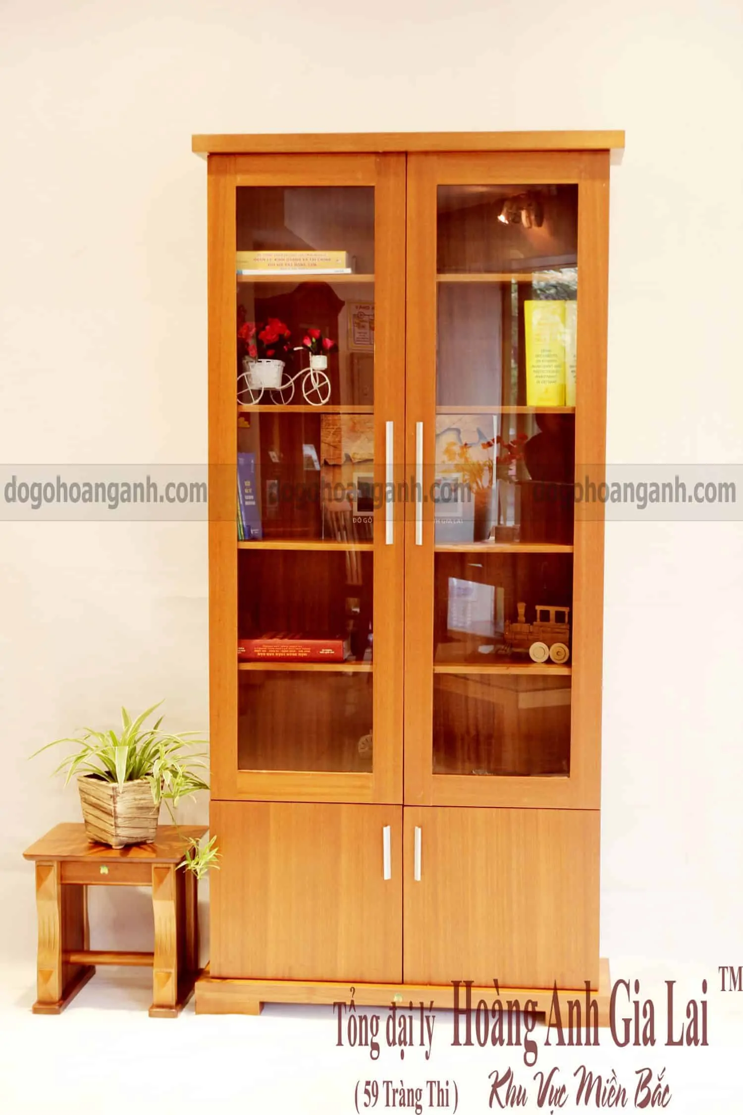 Tủ sách HN1 HAGL gỗ xoan đào