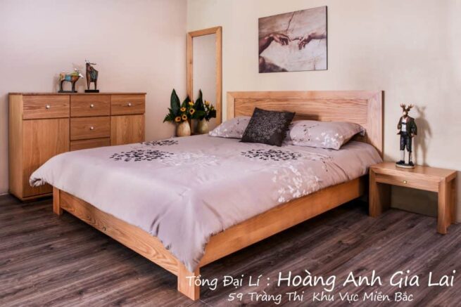 Giường ngủ HN9 gỗ sồi